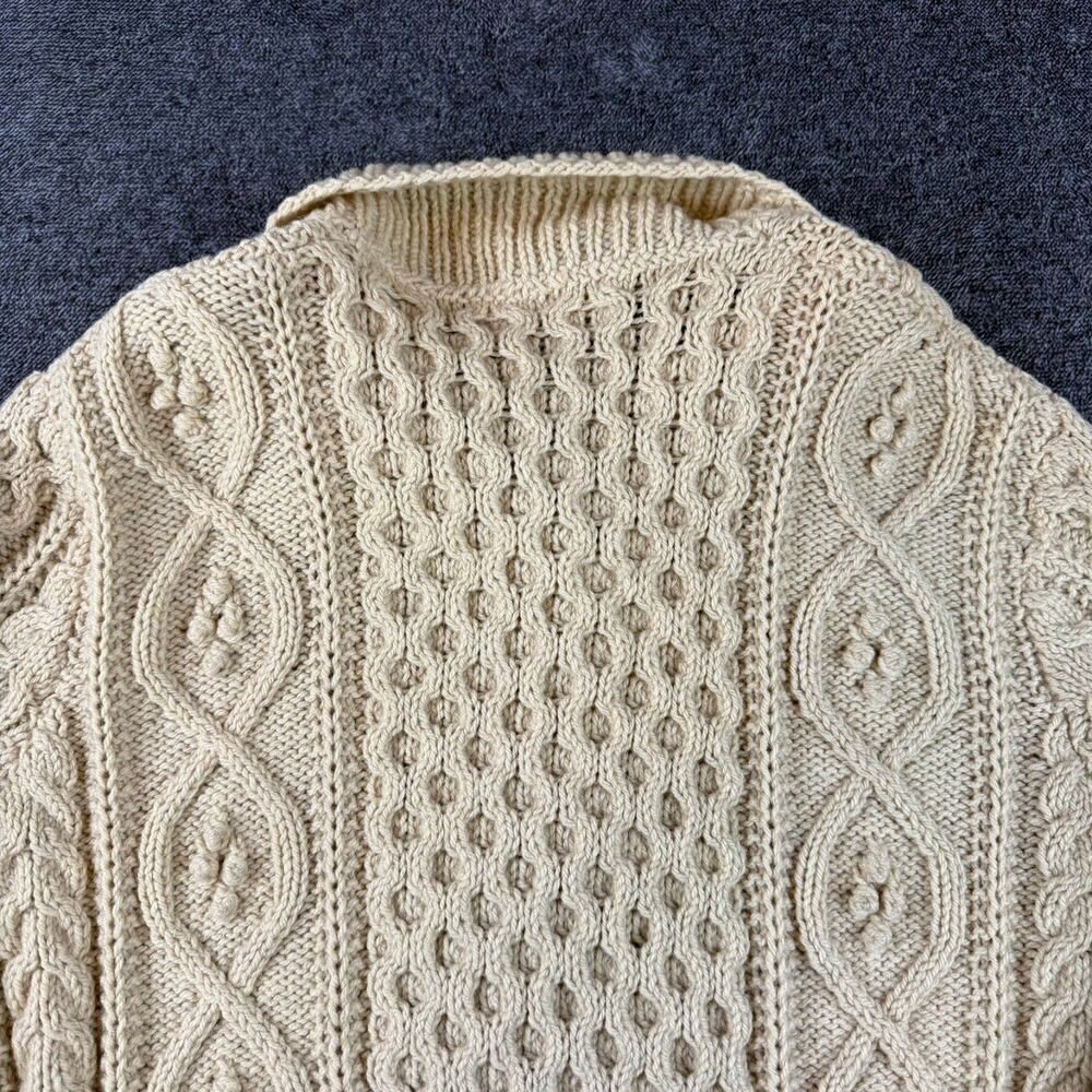 Vtg 60's 70's Abercrombie & Fitch Virgin Wool Cable Knit Cardigan Ireland M/L - Picture 9 of 11